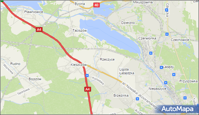 mapa Rzeczyce gmina Rudziniec, Rzeczyce gmina Rudziniec na mapie Targeo