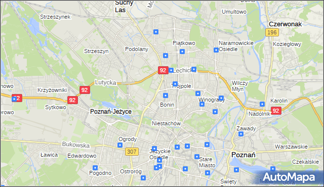 mapa Winiary gmina Poznań, Winiary gmina Poznań na mapie Targeo