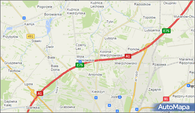 mapa Wola Kiedrzyńska, Wola Kiedrzyńska na mapie Targeo