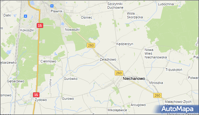 mapa Żelazkowo gmina Niechanowo, Żelazkowo gmina Niechanowo na mapie Targeo
