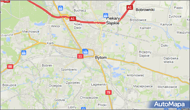 mapa Bytomia, Bytom na mapie Targeo