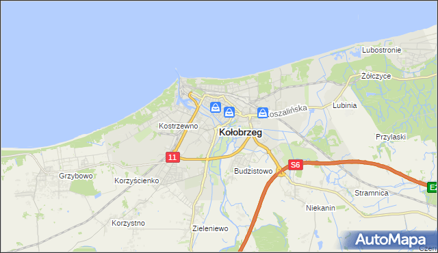mapa Kołobrzegu, Kołobrzeg na mapie Targeo