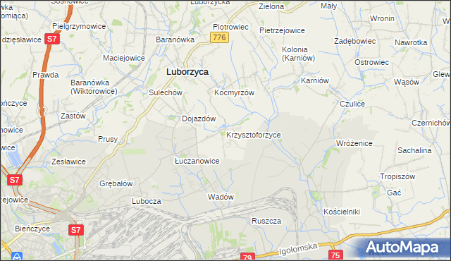 mapa Krzysztoforzyce, Krzysztoforzyce na mapie Targeo