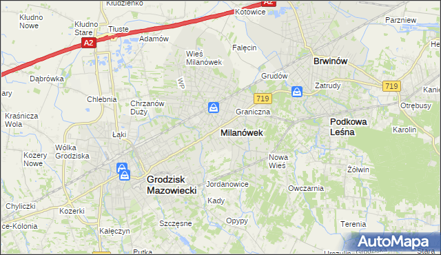 mapa Milanówek, Milanówek na mapie Targeo