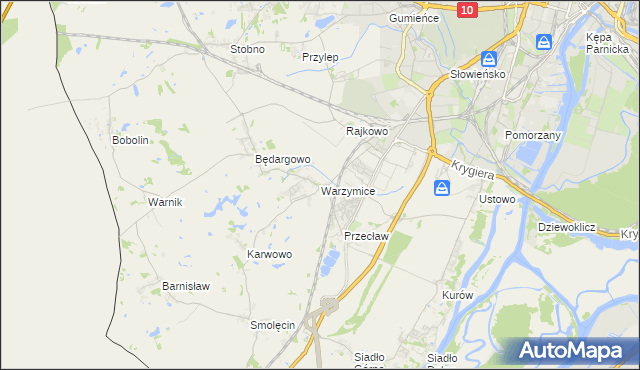 mapa Warzymice, Warzymice na mapie Targeo
