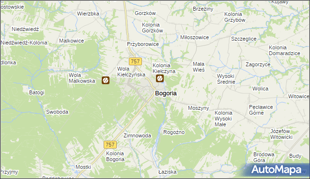 mapa Bogoria powiat staszowski, Bogoria powiat staszowski na mapie Targeo