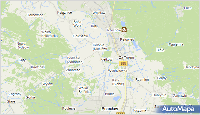 mapa Kiełków gmina Przecław, Kiełków gmina Przecław na mapie Targeo