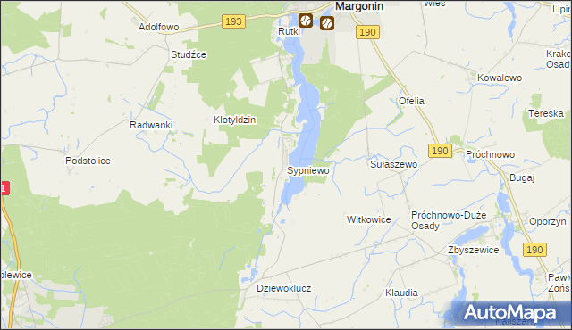 mapa Sypniewo gmina Margonin, Sypniewo gmina Margonin na mapie Targeo