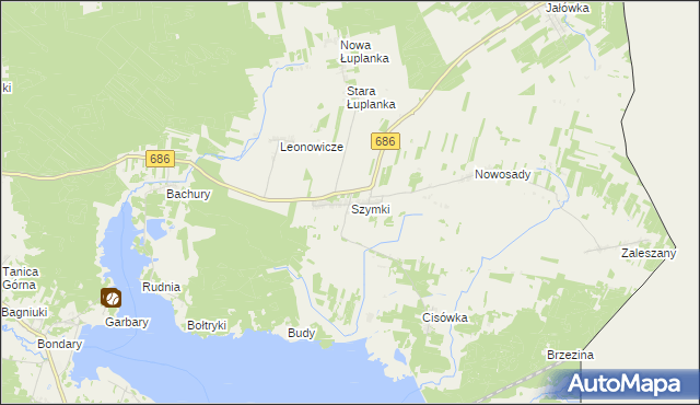 mapa Szymki gmina Michałowo, Szymki gmina Michałowo na mapie Targeo