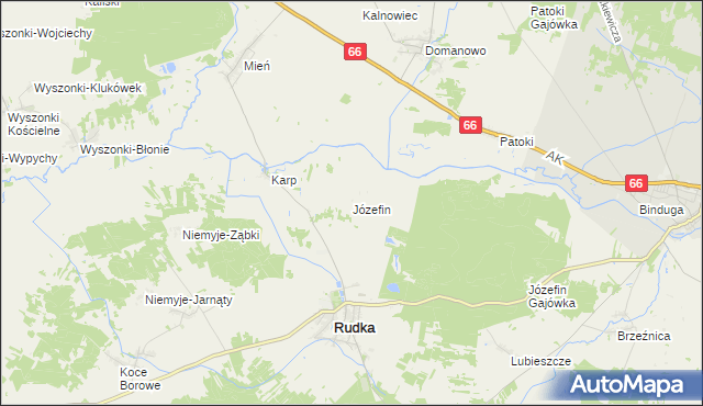 mapa Józefin gmina Rudka, Józefin gmina Rudka na mapie Targeo