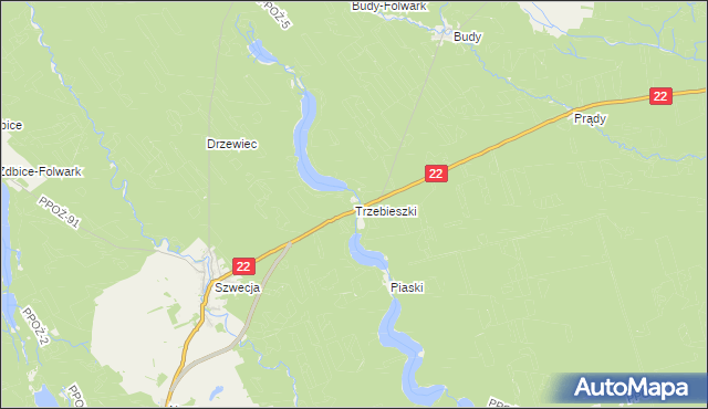 mapa Trzebieszki, Trzebieszki na mapie Targeo