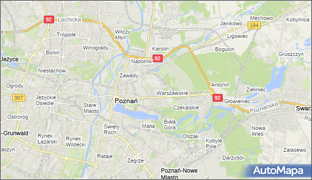 mapa Warszawskie gmina Poznań, Warszawskie gmina Poznań na mapie Targeo