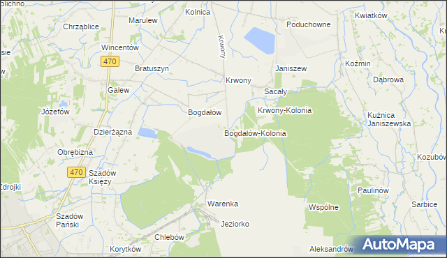 mapa Bogdałów-Kolonia, Bogdałów-Kolonia na mapie Targeo