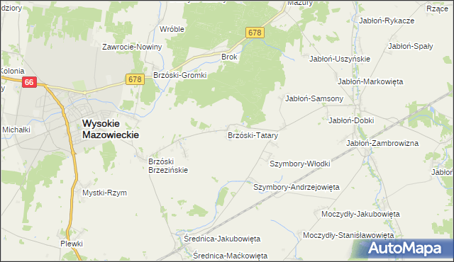 mapa Brzóski-Tatary, Brzóski-Tatary na mapie Targeo
