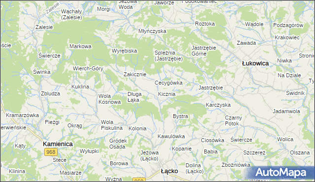 mapa Kicznia, Kicznia na mapie Targeo
