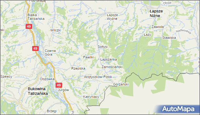 mapa Łapszanka, Łapszanka na mapie Targeo