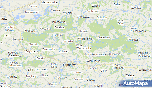 mapa Wola Wieruszycka, Wola Wieruszycka na mapie Targeo