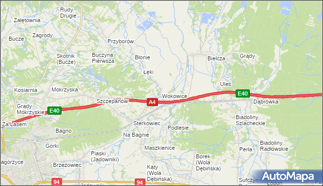 mapa Wokowice, Wokowice na mapie Targeo