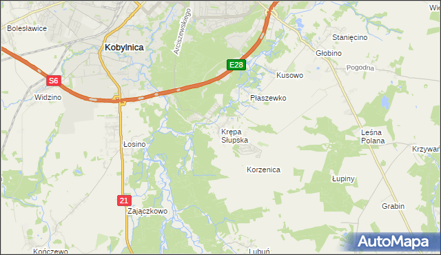 mapa Krępa Słupska, Krępa Słupska na mapie Targeo