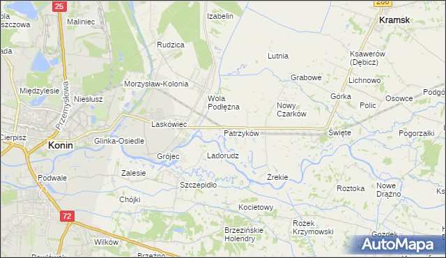 mapa Patrzyków gmina Kramsk, Patrzyków gmina Kramsk na mapie Targeo