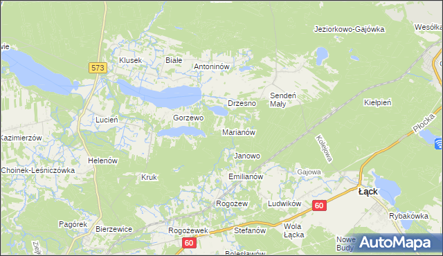 mapa Marianów gmina Gostynin, Marianów gmina Gostynin na mapie Targeo