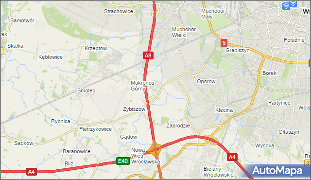 mapa Mokronos Dolny, Mokronos Dolny na mapie Targeo