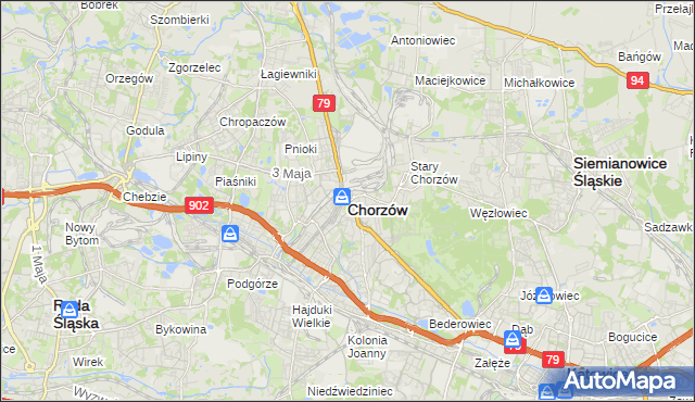 mapa Chorzów, Chorzów na mapie Targeo
