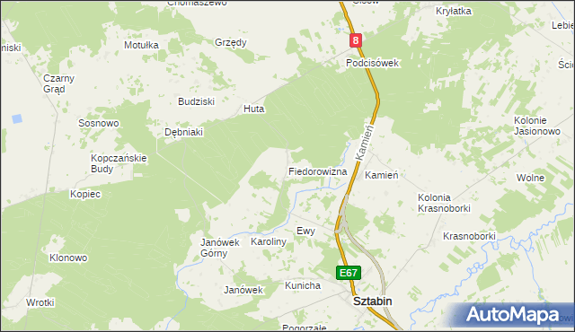 mapa Fiedorowizna, Fiedorowizna na mapie Targeo