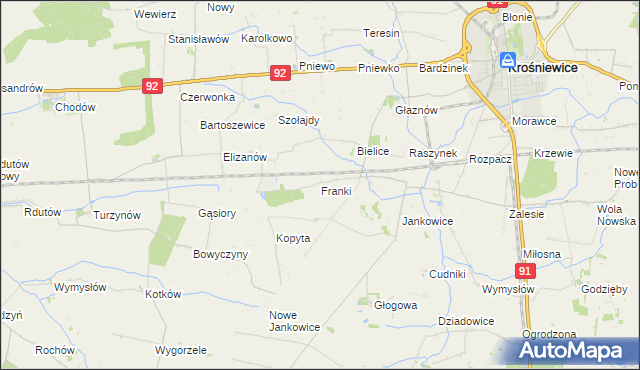 mapa Franki gmina Krośniewice, Franki gmina Krośniewice na mapie Targeo