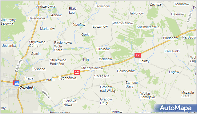 mapa Helenów gmina Zwoleń, Helenów gmina Zwoleń na mapie Targeo