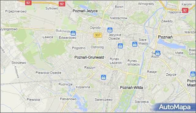 mapa Łazarz gmina Poznań, Łazarz gmina Poznań na mapie Targeo