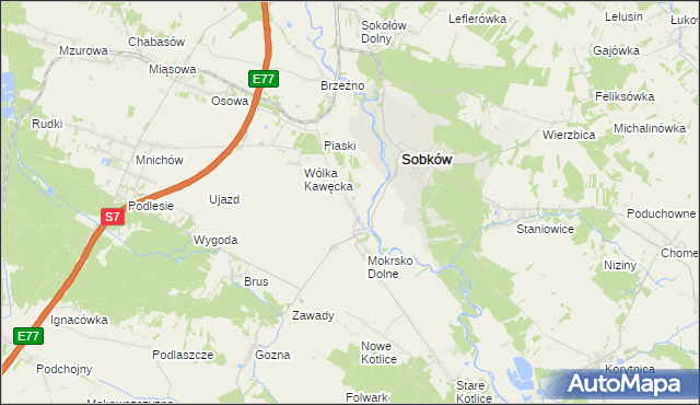 mapa Mokrsko Górne, Mokrsko Górne na mapie Targeo