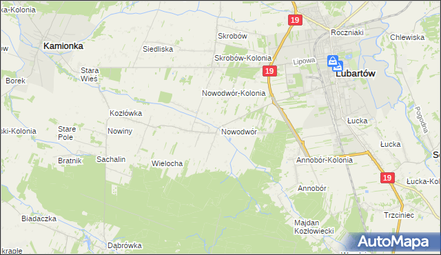 mapa Nowodwór gmina Lubartów, Nowodwór gmina Lubartów na mapie Targeo