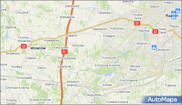 mapa Podkończyce, Podkończyce na mapie Targeo