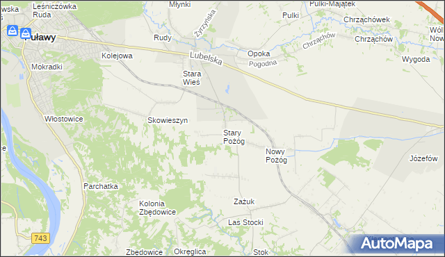 mapa Stary Pożóg, Stary Pożóg na mapie Targeo