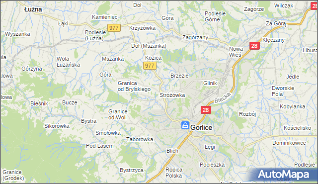 mapa Stróżówka, Stróżówka na mapie Targeo