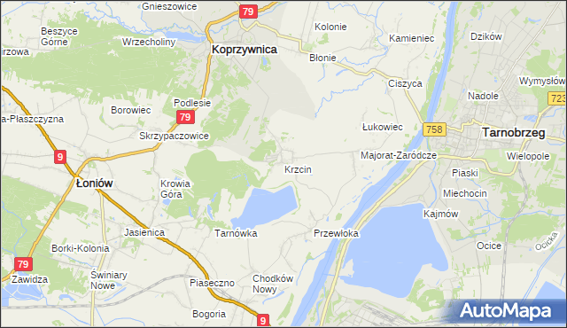 mapa Krzcin, Krzcin na mapie Targeo