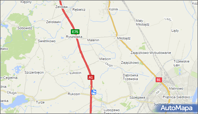 mapa Mieścin, Mieścin na mapie Targeo