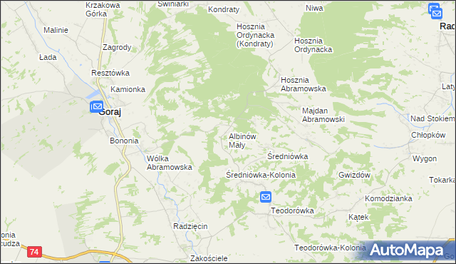 mapa Albinów Mały, Albinów Mały na mapie Targeo