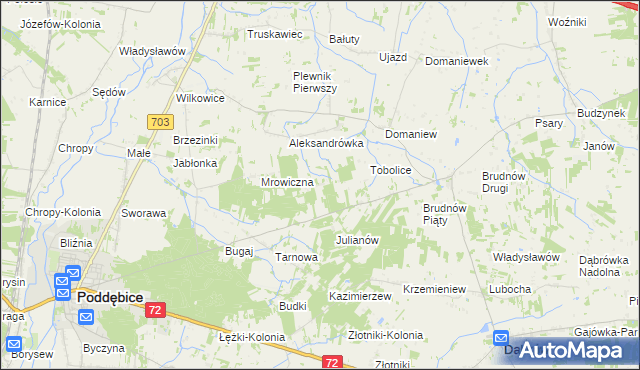 mapa Antoniew gmina Dalików, Antoniew gmina Dalików na mapie Targeo