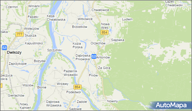 mapa Antoniów gmina Radomyśl nad Sanem, Antoniów gmina Radomyśl nad Sanem na mapie Targeo