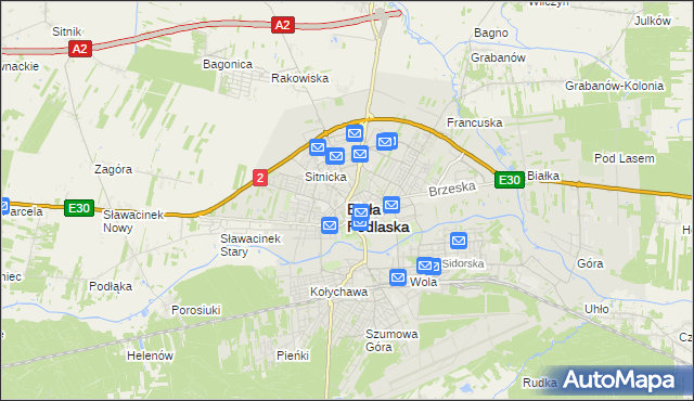 mapa Białej Podlaskiej, Biała Podlaska na mapie Targeo