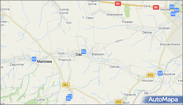 mapa Białoboki, Białoboki na mapie Targeo