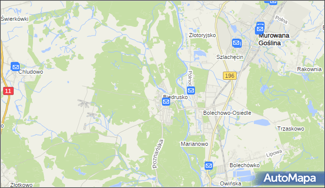 mapa Biedrusko, Biedrusko na mapie Targeo