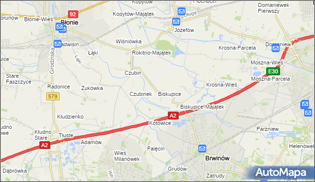 mapa Biskupice gmina Brwinów, Biskupice gmina Brwinów na mapie Targeo
