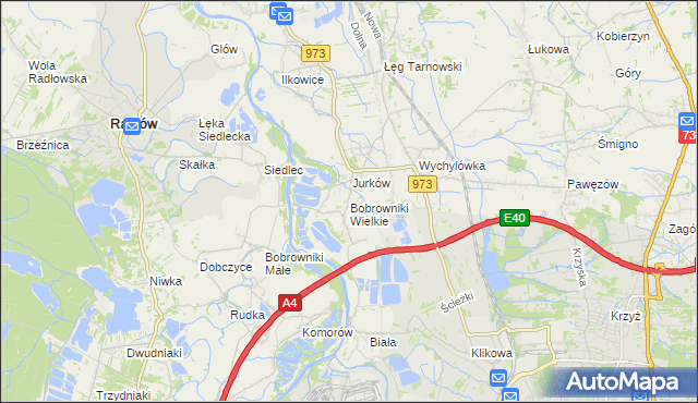 mapa Bobrowniki Wielkie, Bobrowniki Wielkie na mapie Targeo