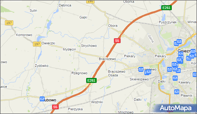 mapa Braciszewo, Braciszewo na mapie Targeo