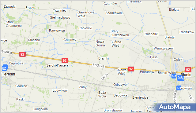 mapa Bramki, Bramki na mapie Targeo