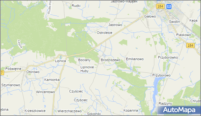 mapa Brodziszewo, Brodziszewo na mapie Targeo