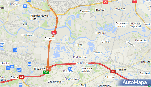 mapa Brzegi gmina Wieliczka, Brzegi gmina Wieliczka na mapie Targeo